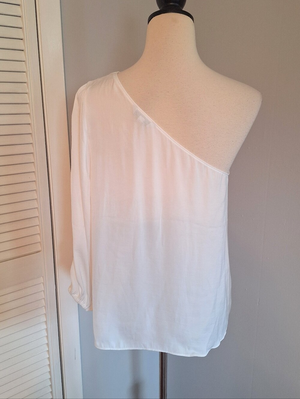 Naked Zebra White One-Shoulder Split-Sleeve Top Blouse Medium*B - Picture 4 of 6